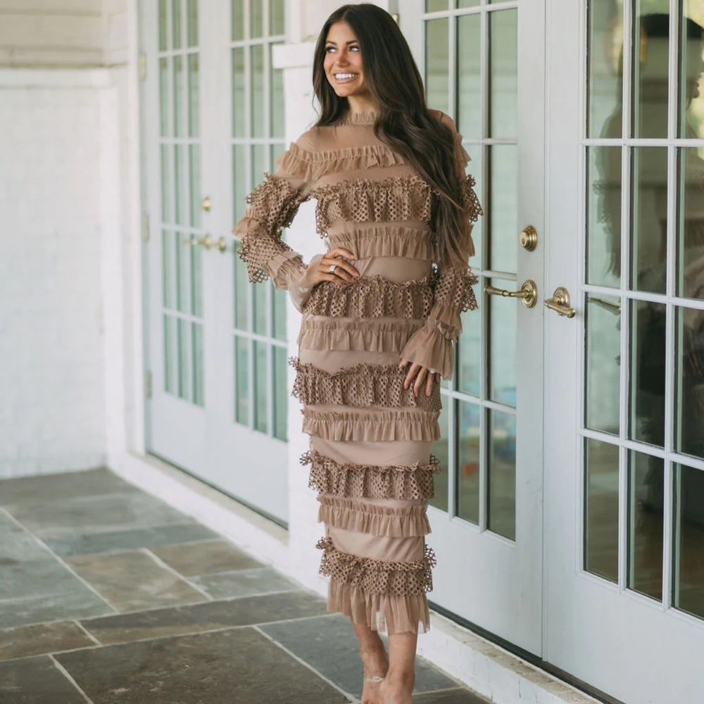 Ruffle tiered midi dress